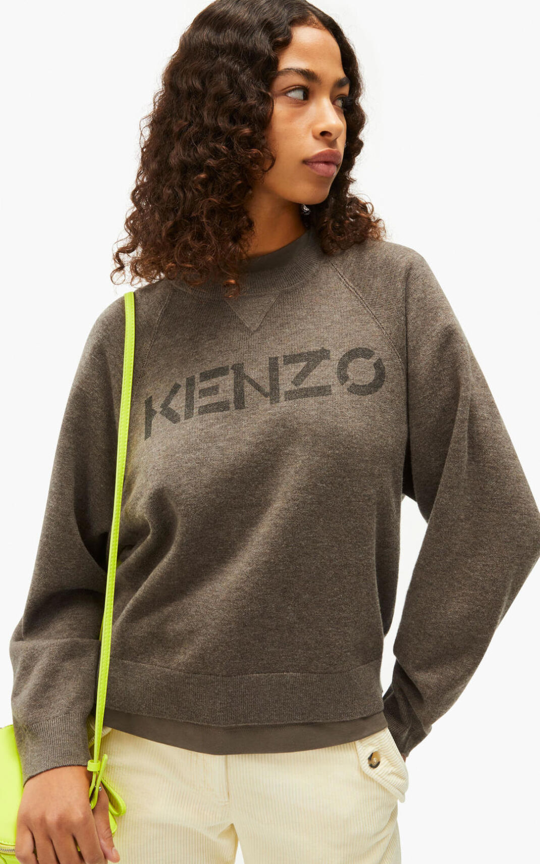 Kenzo Logo merino wool セーター レディース ブラウン - UMRDXO461